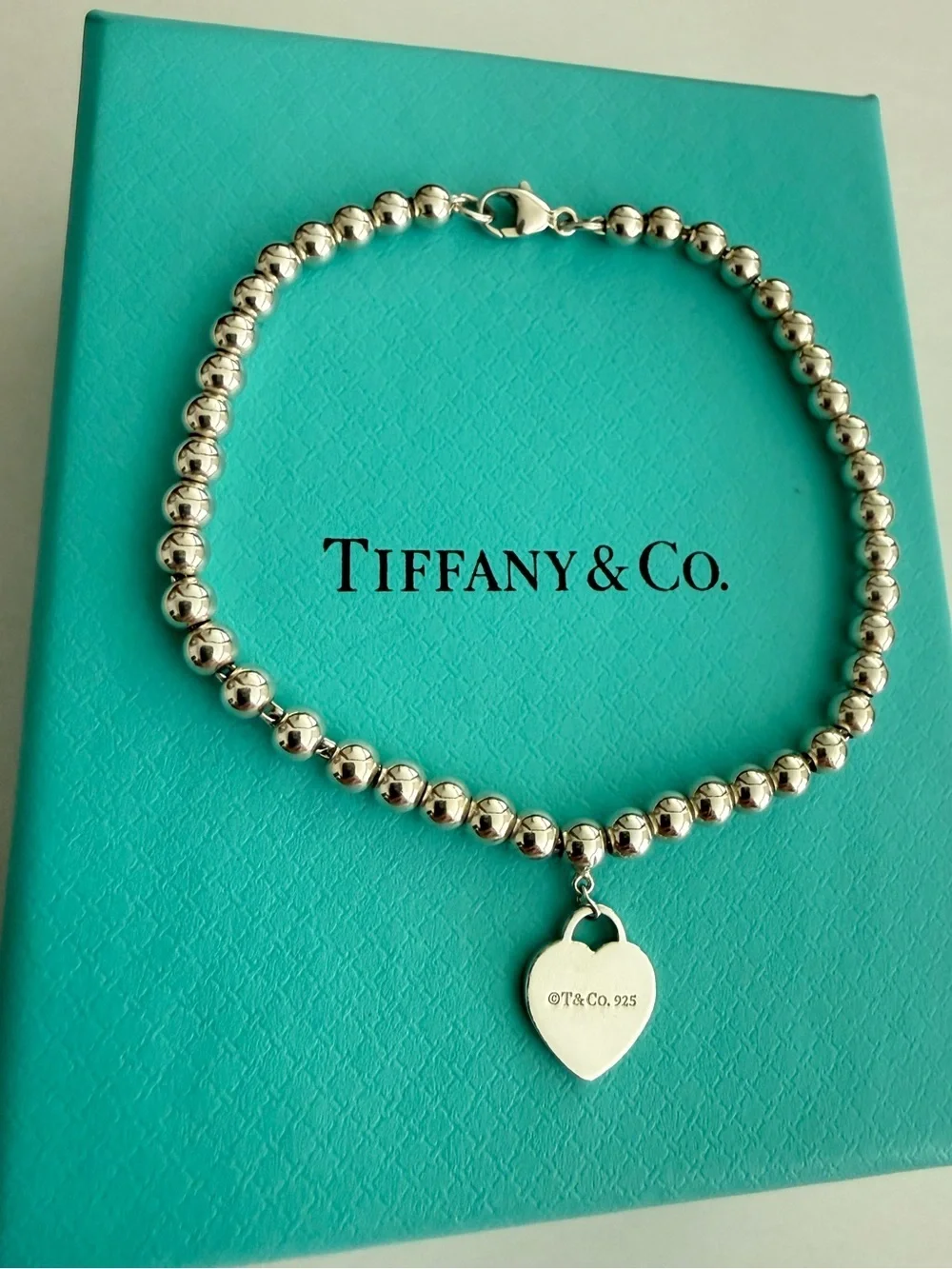 Tiffany & Co. 4mm Beaded Bracelet with PRTT Mini Heart Pen
